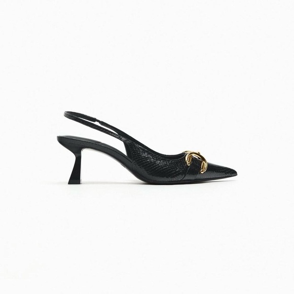 Brand new Zara Embellished Heeled Slingback Shoes - Picture 3 of 8